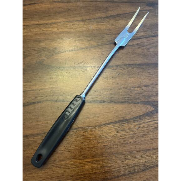 Vintage Foley Chrome Plated 2 Prong Meat Fork W/ Black Handle, Made In USA - Picture 1 of 5